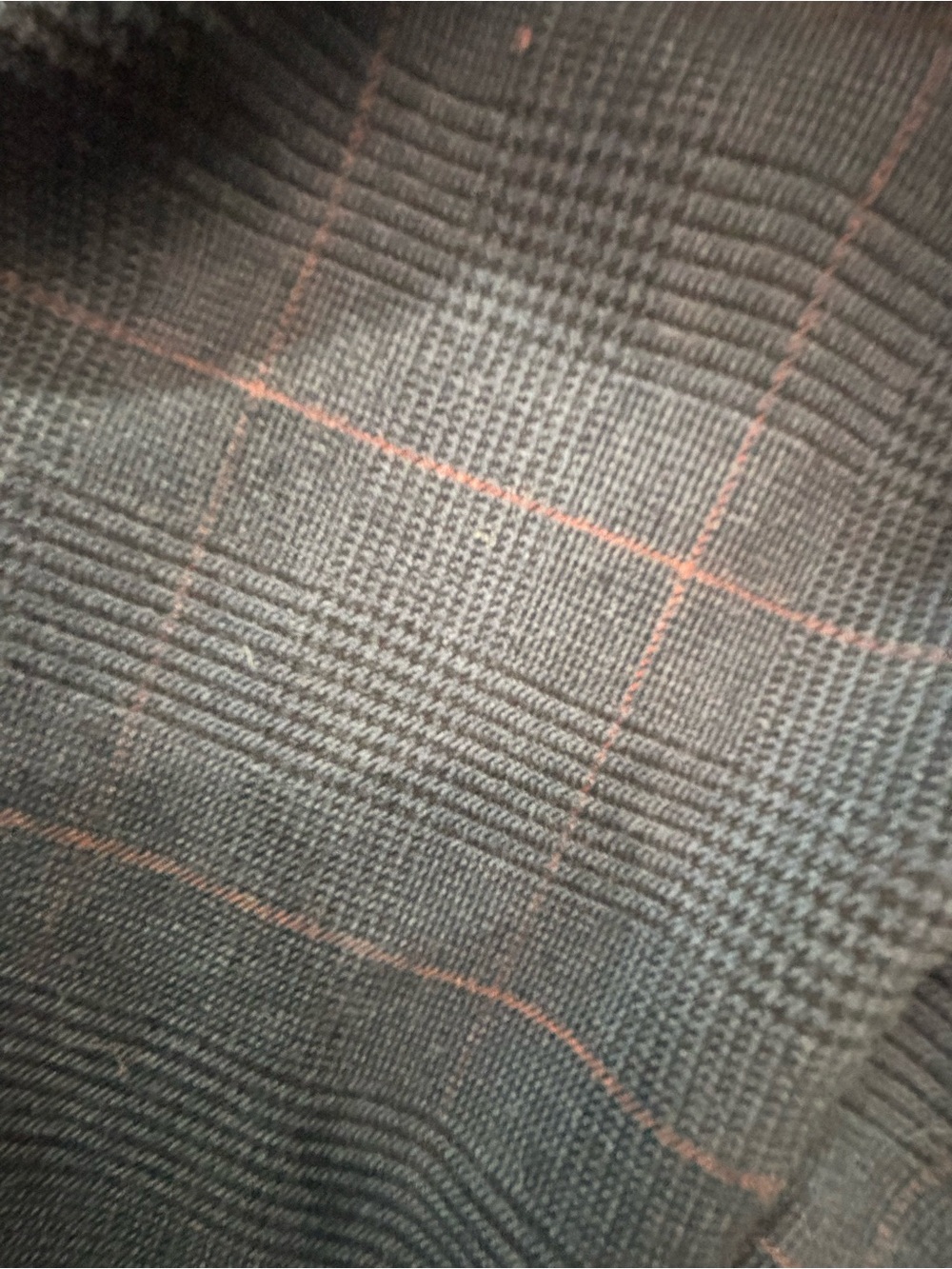 LOFT Men's Plaid Pocket Square in Charcoal with Rust Windowpane